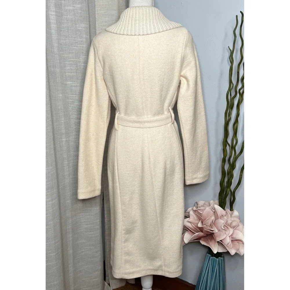 Banana Republic Wool Coat Jacket Wrap Shawl Belted Cream Ivory Womens Size Small